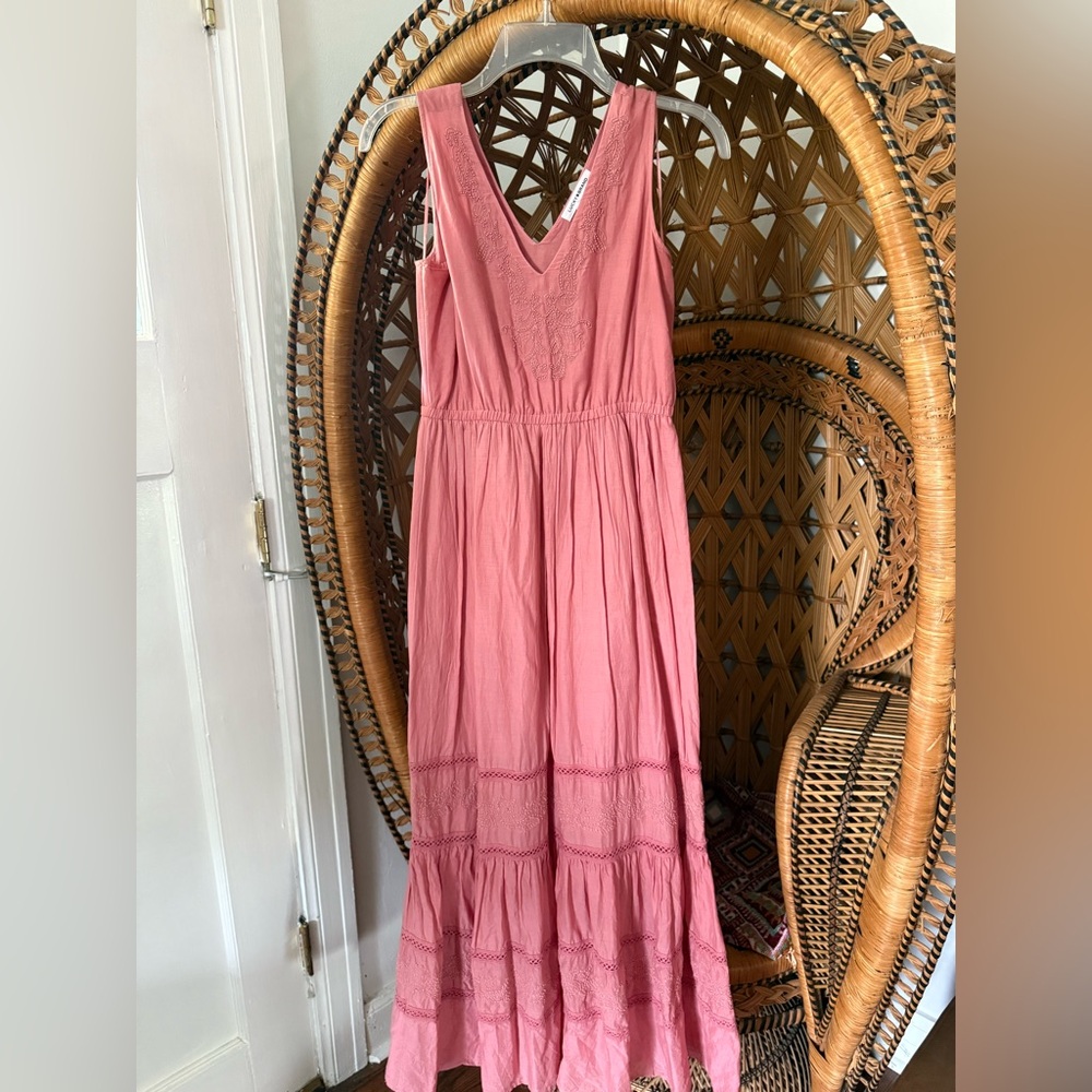 Lucky Brand Pink Lace Midi Dress
